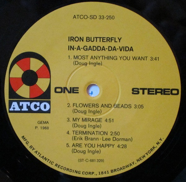 Iron Butterfly : In-A-Gadda-Da-Vida (LP, Album, RP, DGG)