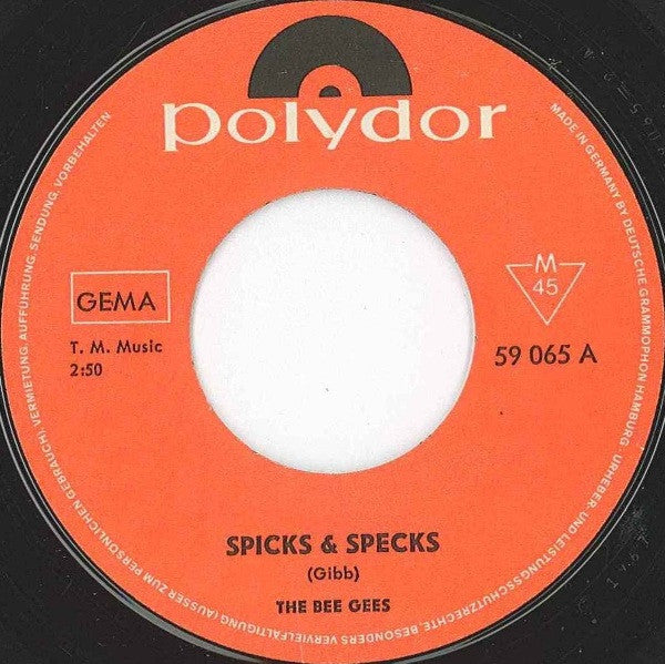 Bee Gees : Spicks & Specks  (7", Single, Mono)