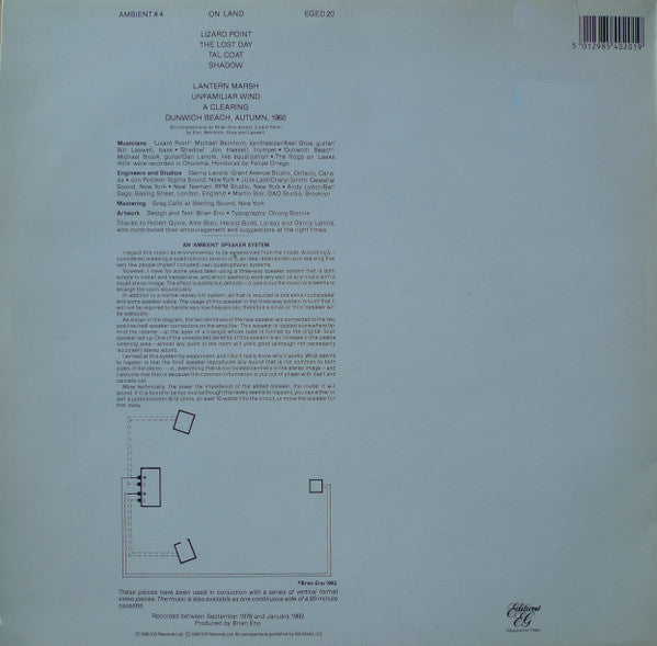 Brian Eno : Ambient 4 (On Land) (LP, Album, RE)