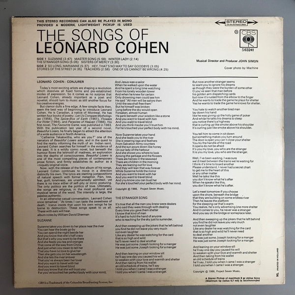 Leonard Cohen : Songs Of Leonard Cohen (LP, Album, RE, B P)