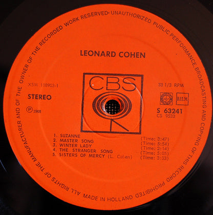 Leonard Cohen : Songs Of Leonard Cohen (LP, Album, RE, B P)
