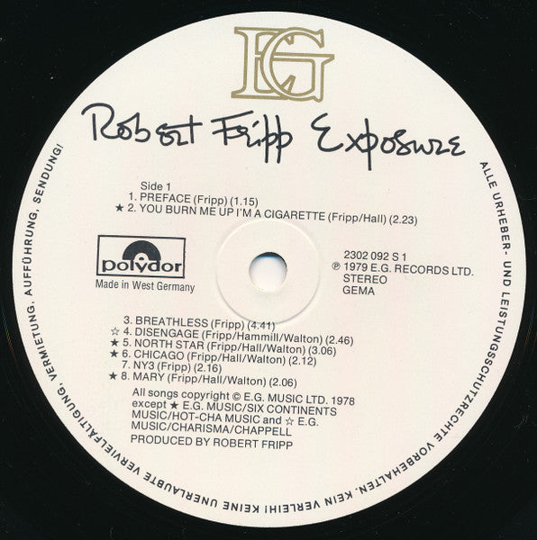 Robert Fripp : Exposure (LP, Album)