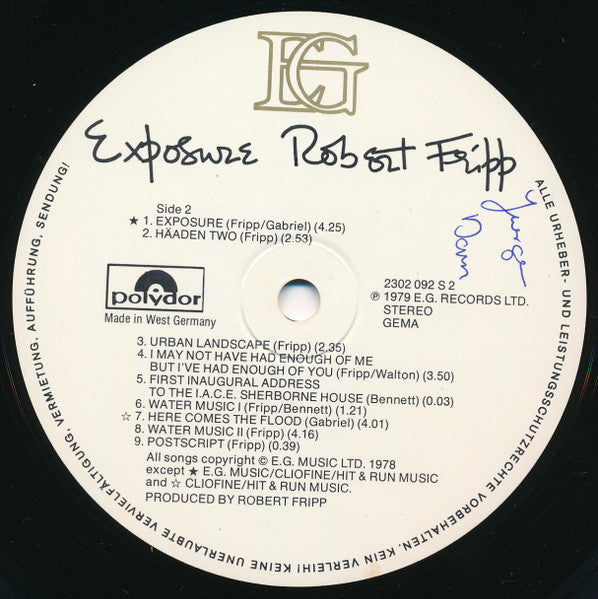 Robert Fripp : Exposure (LP, Album)