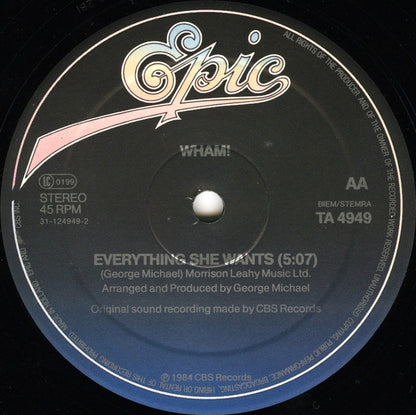 Wham! : Last Christmas (Pudding Mix) / Everything She Wants (12")