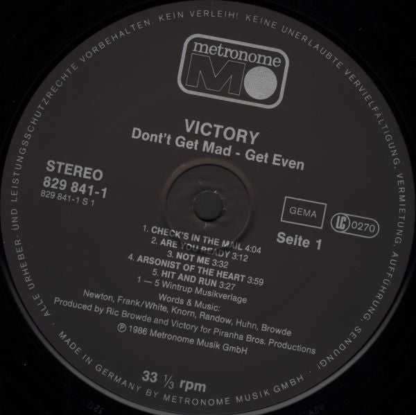 Victory (3) : Don't Get Mad ...Get Even (LP, Album)