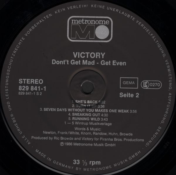 Victory (3) : Don't Get Mad ...Get Even (LP, Album)