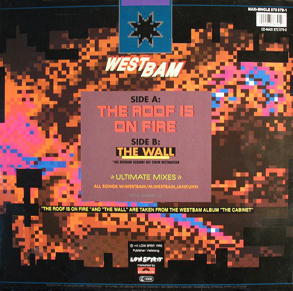 WestBam : The Roof Is On Fire / The Wall (Ultimate Mixes) (12", Maxi, Ltd)
