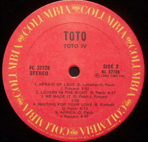 Toto : Toto IV (LP, Album, Don)