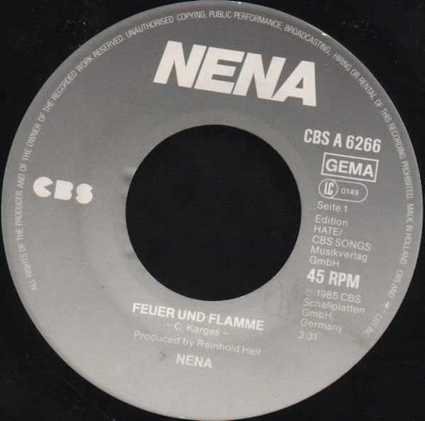 Nena : Feuer Und Flamme (7", Single)