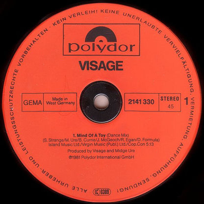 Visage : Mind Of A Toy (12", Maxi)