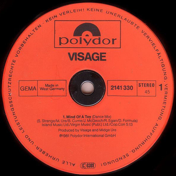 Visage : Mind Of A Toy (12", Maxi)
