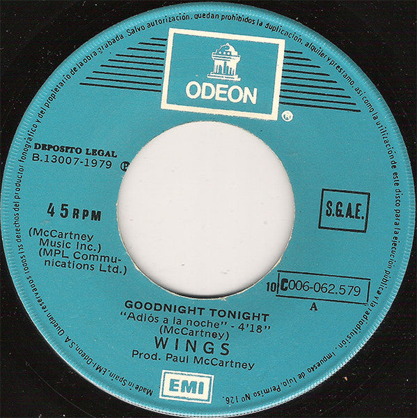 Wings (2) : Adios A La Noche (7", Single)