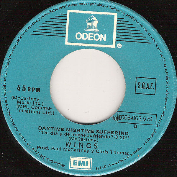 Wings (2) : Adios A La Noche (7", Single)