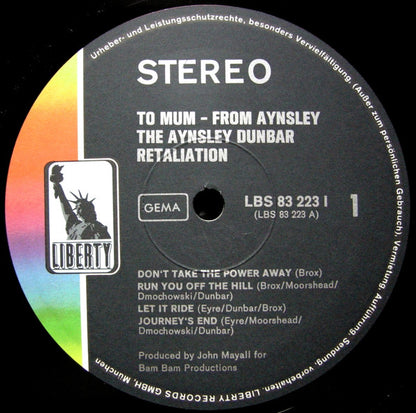 The Aynsley Dunbar Retaliation : To Mum, From Aynsley And The Boys (LP, Album)
