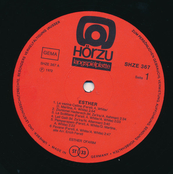 Esther Ofarim : Esther (LP, Album)