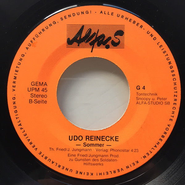 Udo Reinecke : Der Singende Spieß / Sommer (7")