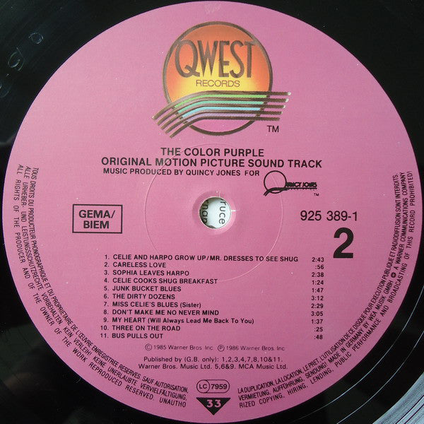 Quincy Jones : The Color Purple (Original Motion Picture Sound Track) (2xLP, Album)