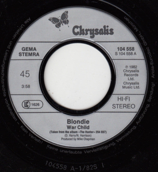 Blondie : War Child (7", Single)
