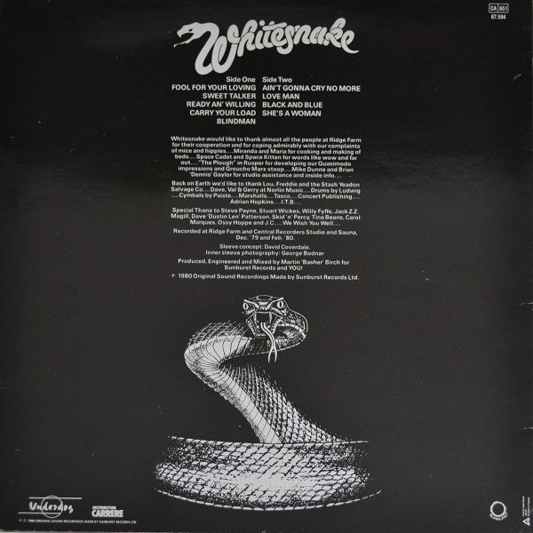 Whitesnake : Ready An' Willing (LP, Album)