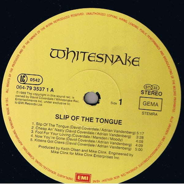 Whitesnake : Slip Of The Tongue (LP, Album)