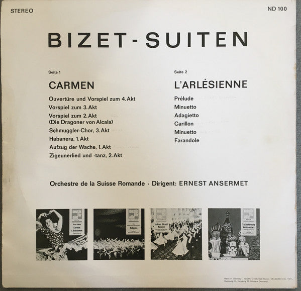 L'Orchestre De La Suisse Romande : Bizet-Suiten Carmen L'Arlésienne (LP)