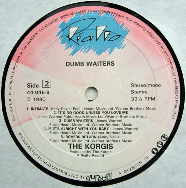 The Korgis : Dumb Waiters (LP, Album)