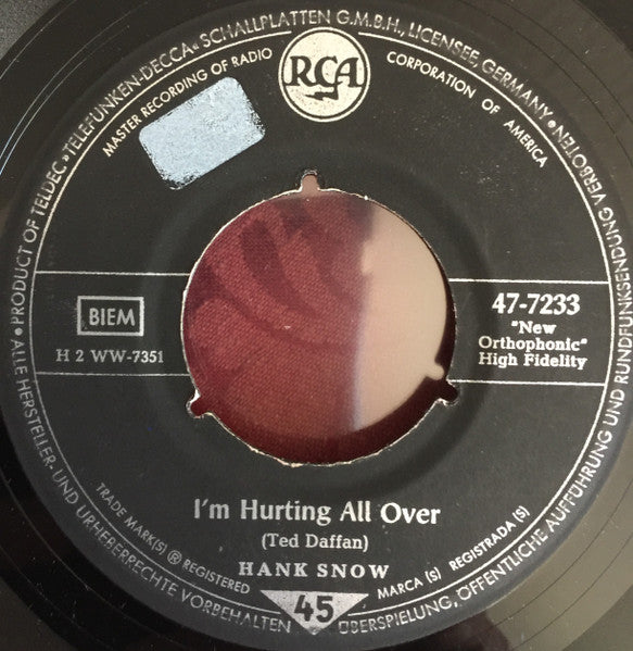 Hank Snow : Big Wheels / I'm Hurting All Over (7")