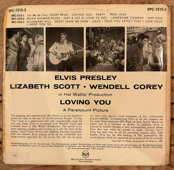 Elvis Presley And The Jordanaires : Loving You Vol. 3 (7", EP)