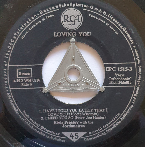 Elvis Presley And The Jordanaires : Loving You Vol. 3 (7", EP)