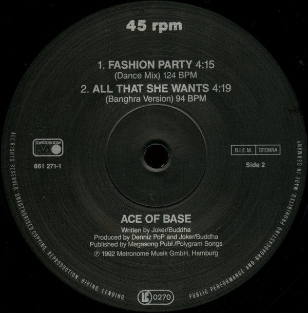 Ace Of Base : All That She Wants (12", Single)
