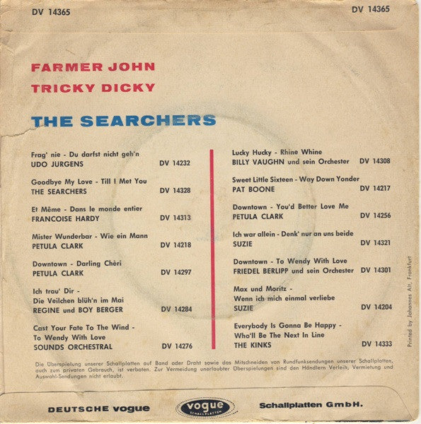The Searchers : Farmer John (7", Single, RE)