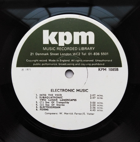 W. Merrick Farran* / E. Vetter* : Electronic Music (LP, Album, Mono)