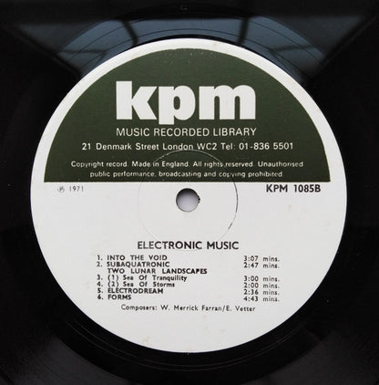 W. Merrick Farran* / E. Vetter* : Electronic Music (LP, Album, Mono)