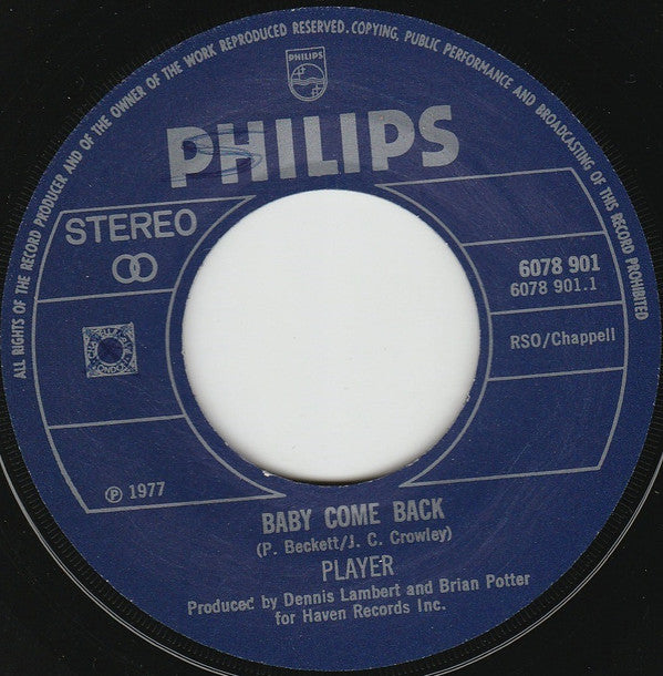 Player (4) : Baby Come Back (7", Single)