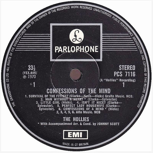 Hollies* : Confessions Of The Mind (LP, Album)