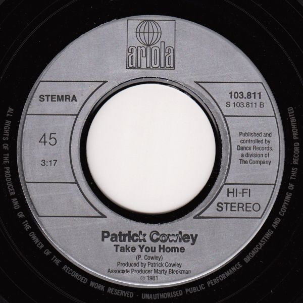Patrick Cowley : Menergy (7", Single)