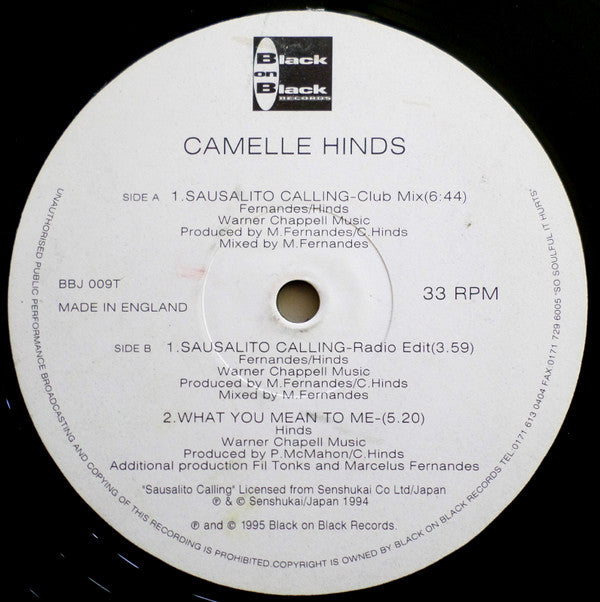 Camelle Hinds : Sausalito Calling (12")