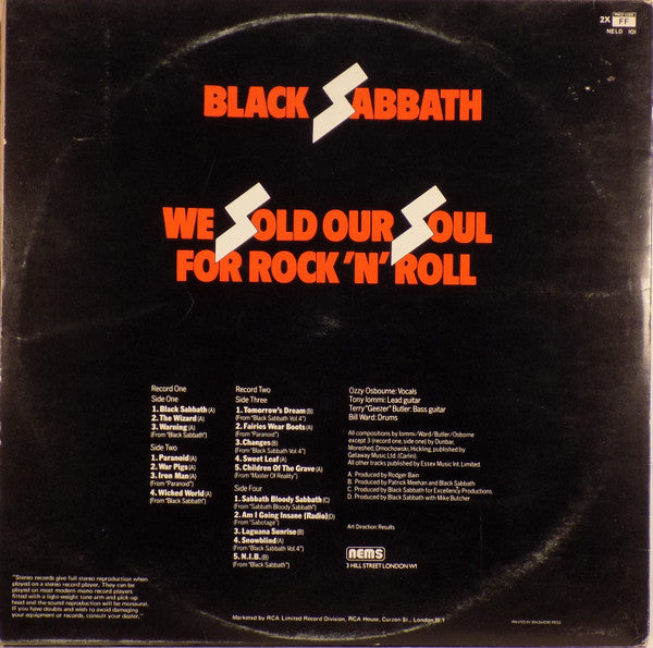 Black Sabbath : We Sold Our Soul For Rock 'N' Roll (2xLP, Comp)