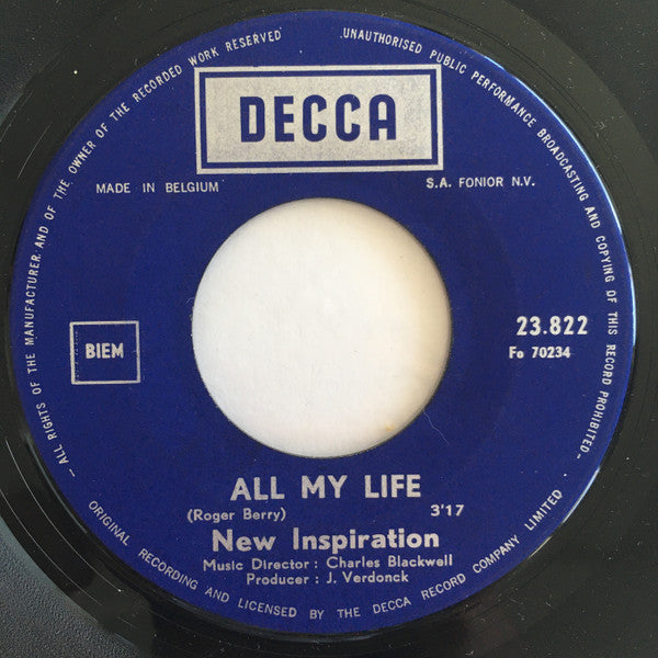 New Inspiration : All My Life  / Happy Charly Madman (7", Single)