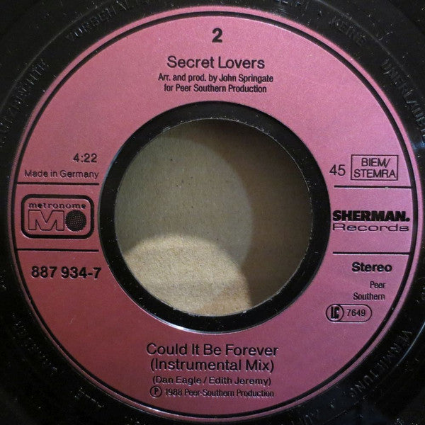 Secret Lovers (2) : Could It Be Forever (7", Single)