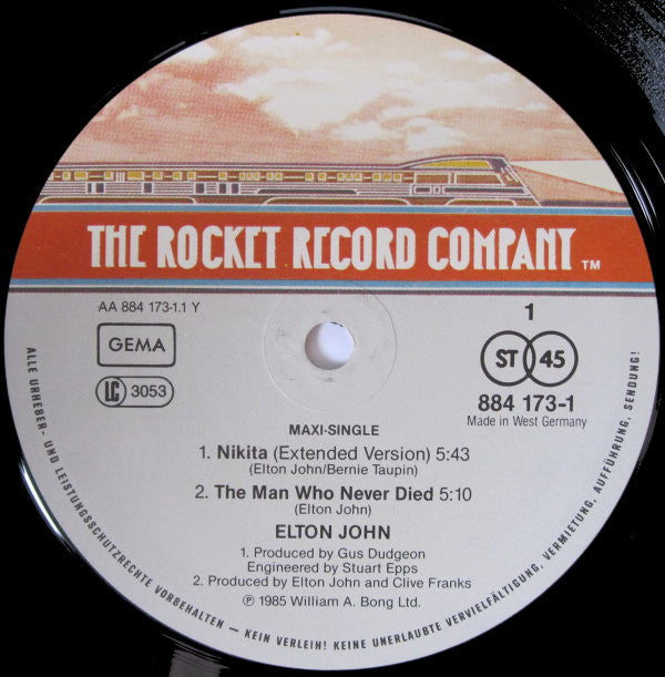 Elton John : Nikita (12", Maxi)