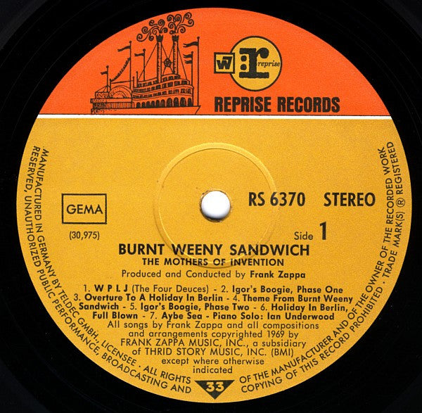 The Mothers Of Invention* : Burnt Weeny Sandwich (LP, Album, Gat)