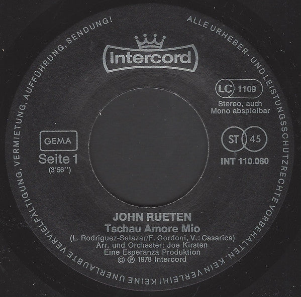 John Rueten : Tschau Amore Mio (7", Single)