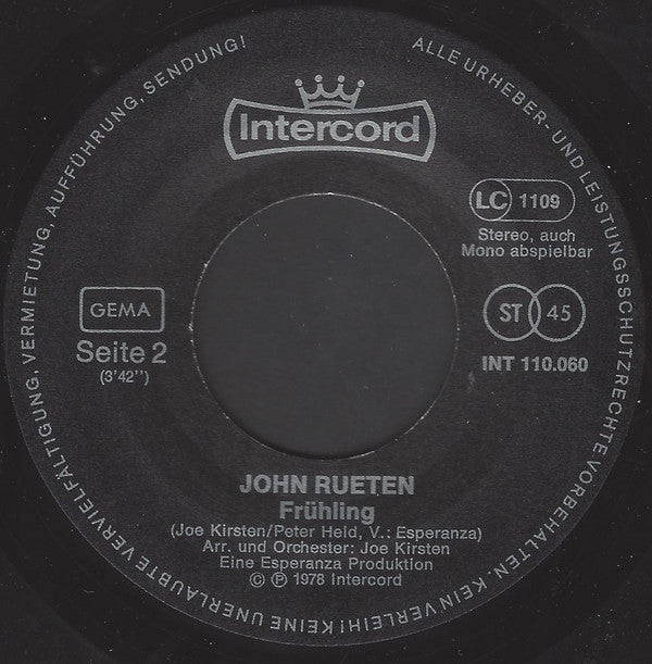 John Rueten : Tschau Amore Mio (7", Single)