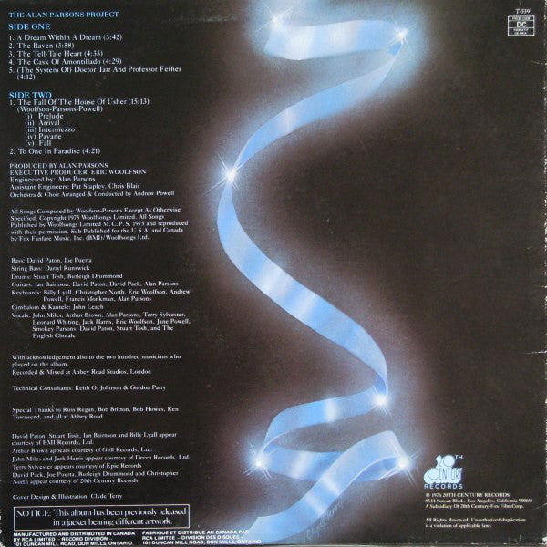 The Alan Parsons Project : Tales Of Mystery And Imagination (LP, Album, RE)