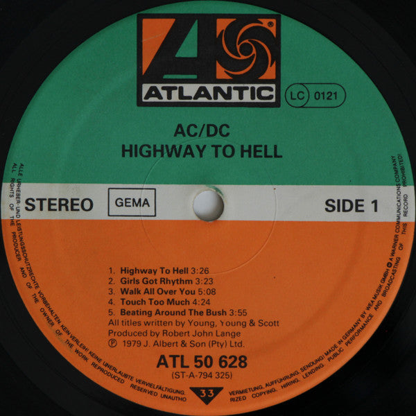 AC/DC : Highway To Hell (LP, Album, Wit)