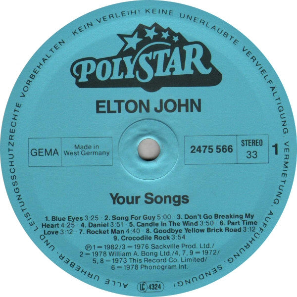 Elton John : Your Songs (Die Grosse Edition Seiner Romantischen Welthits) (LP, Comp)