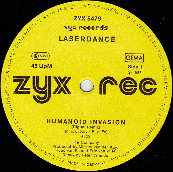 Laserdance : Humanoid Invasion (Digital Remix) (12", Maxi, Yel)