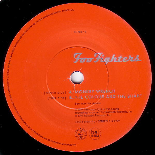 Foo Fighters : Monkey Wrench (7", Single)