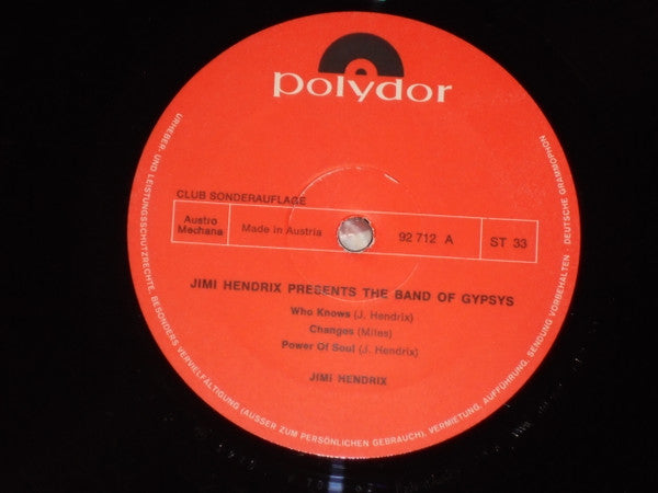 Jimi Hendrix : Presents The Band Of Gypsys (LP, Album, Club)
